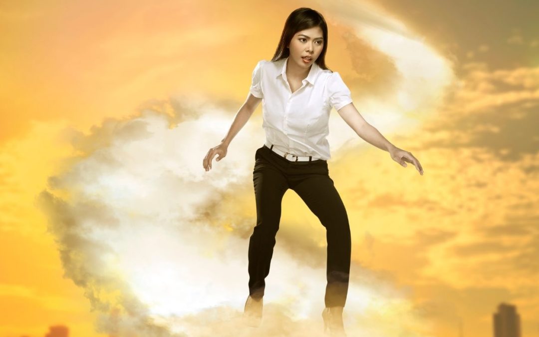 Woman riding on a cloud symbolizing Next Dimensional Practice