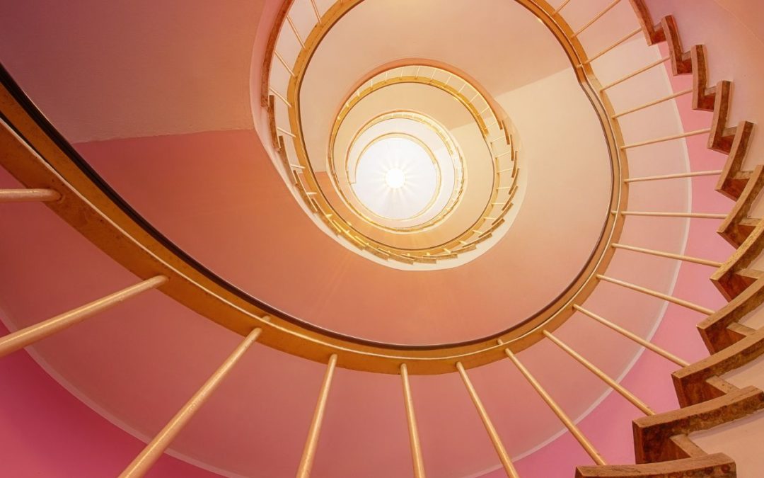 View up a stairwell representing perspective and focus